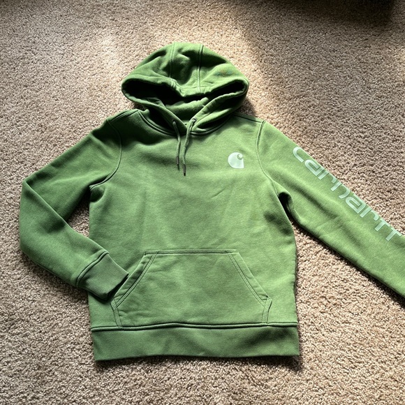 Carhartt Tops - Green Carhartt Fleece Hoodie Size XS Relaxed fit